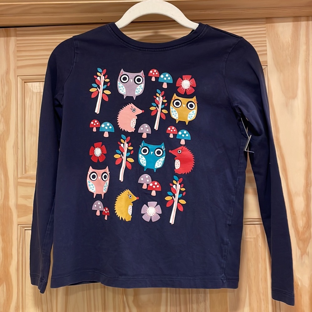 SALE 3/$15! Hanna Andersson, like new, Long sleeve navy shirt,  size 140-10/12